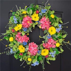 Summer Wreaths for Front Door 24 Inch Summer Wreath with Vibrant Dahlia